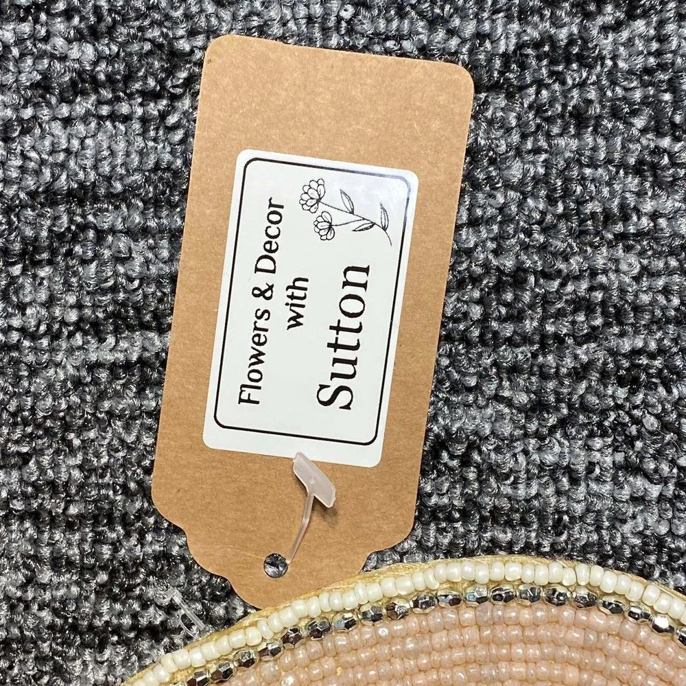 Sutton Beaded Heart Table Runner OS Pink Cream Gold Sequin Floral Wedding Decor